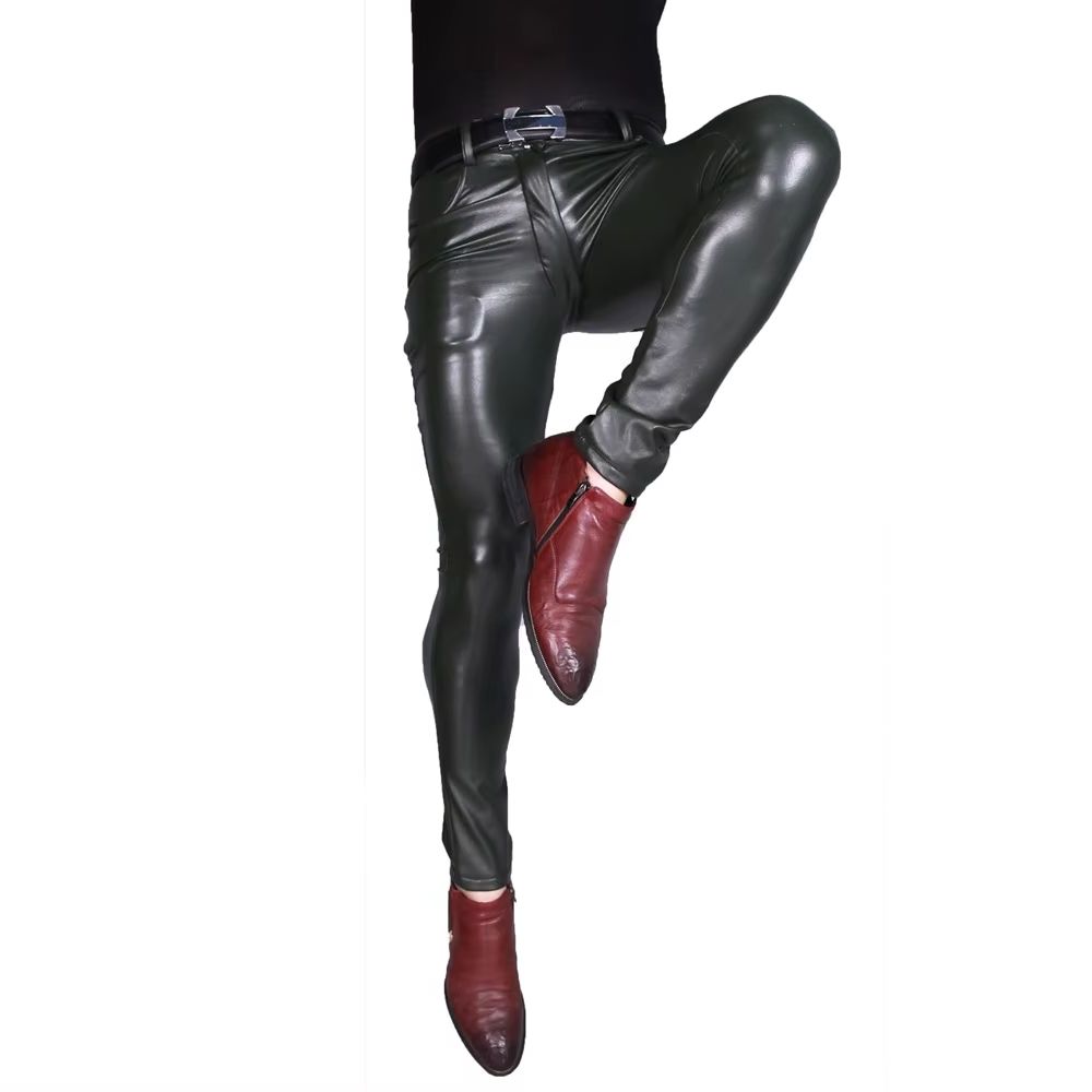 Homens punk pu calças de couro - Motorcycle Gear Mens avaliação e preço
